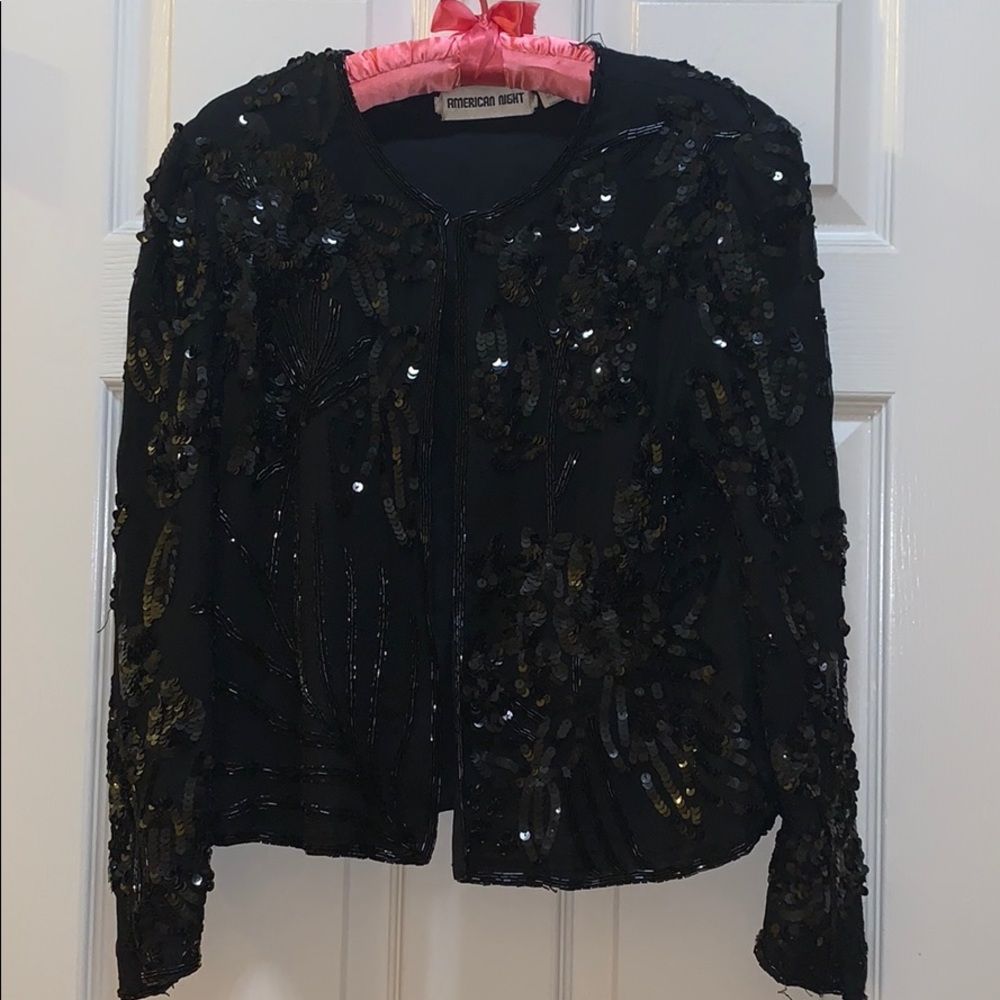Vintage black beaded balero jacket